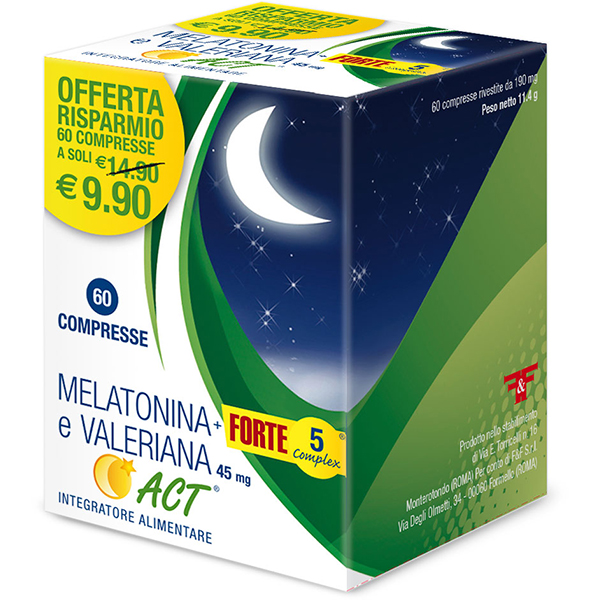 Farbene.shop | MELATONINA ACT 1MG +VALERIANA 5 FORTE COMPLEX 60 COMPRESSEPRESSE