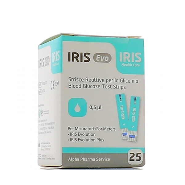 Farbene.shop | STRISCE MISURAZIONE GLICEMIA IRIS EVO 25 PEZZI