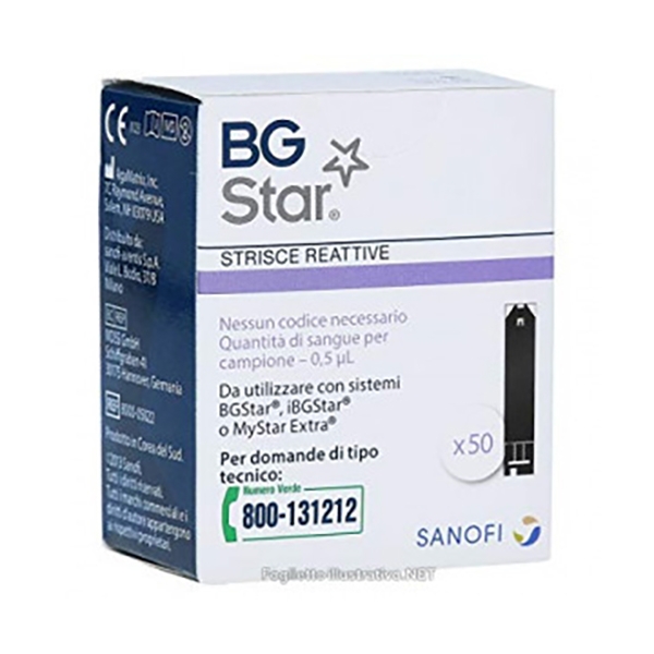 Farbene.shop | STRISCE PER MISURAZIONE GLICEMIA BGSTAR 25 PEZZI COMPATIBILI