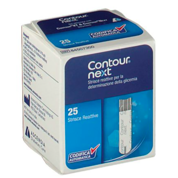 Farbene.shop | STRISCE REATTIVE PER TEST GLICEMIA CONTOUR NEXT 25 PEZZI