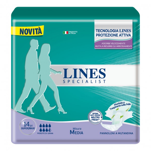 Farbene.shop | Lines Specialist Pannolone a Mutanda Super Media 14 Pezzi