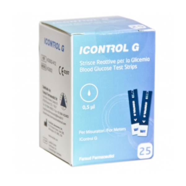 Farbene.shop | STRISCE MISURAZIONE GLICEMIA ICONTROL G 25 PEZZI