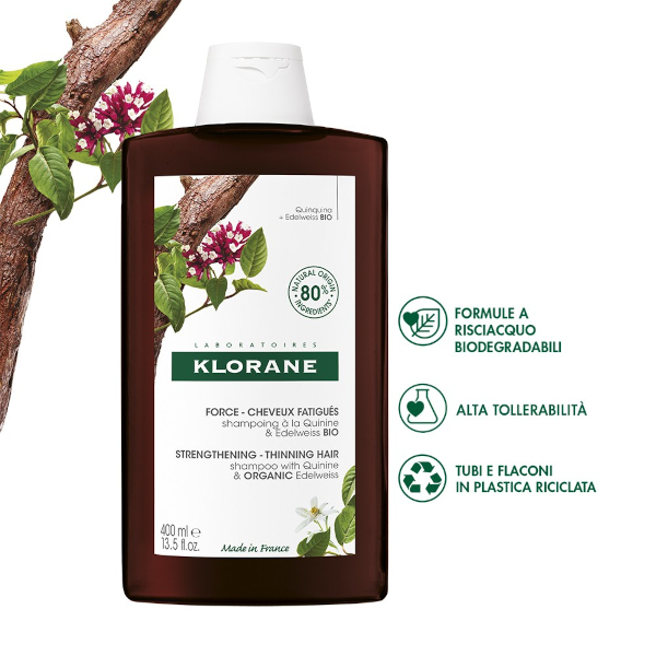 Farbene.shop | Klorane Shampoo Chinina e Stella Alpina BIO 400 ML