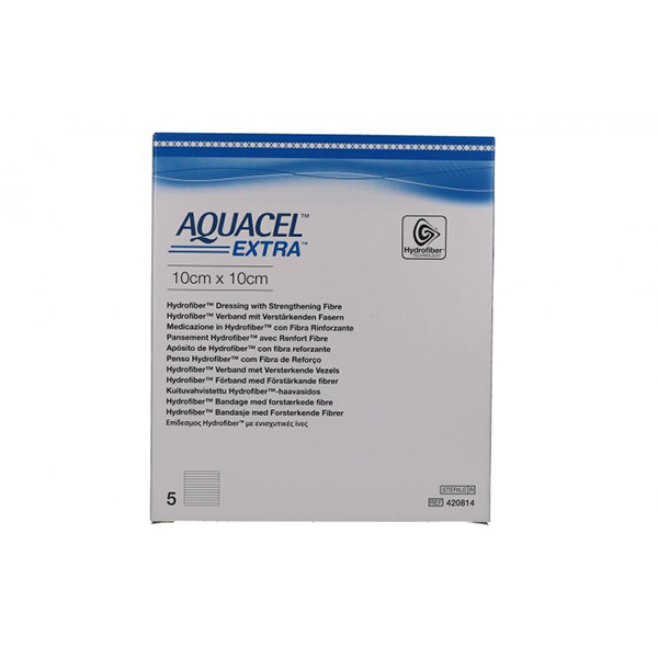 MEDICAZIONE IN TECNOLOGIA HYDROFIBER IN CARBOSSIMETILCELLULOSA SODICA E CELLULOSA RIGENERATA AQUACEL EXTRA 10X10 CM 5 PEZZI-0