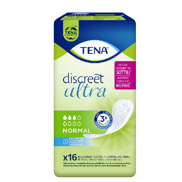Farbene.shop | PANNOLONE SAGOMATO TENA DISCREET ULTRA NORMAL 16 PEZZI