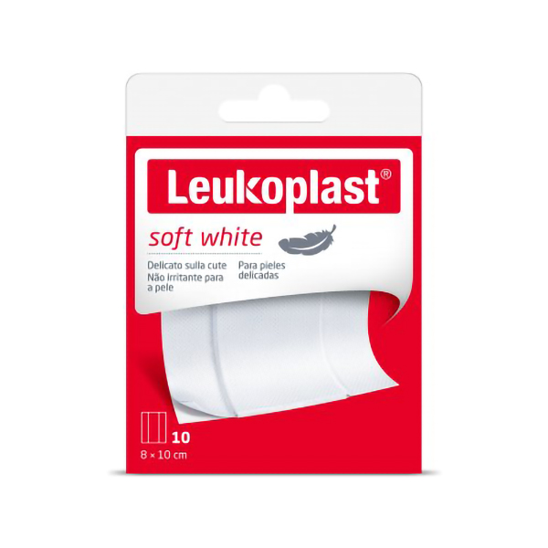 Farbene.shop | Leukoplast Soft White 100x8cm 10 Pezzi - Nastro Adesivo Morbido per Fissaggio Ferite