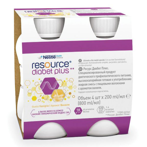 Farbene.shop | Nestlé Resource Diabet Plus Vaniglia 4 x 200 ml