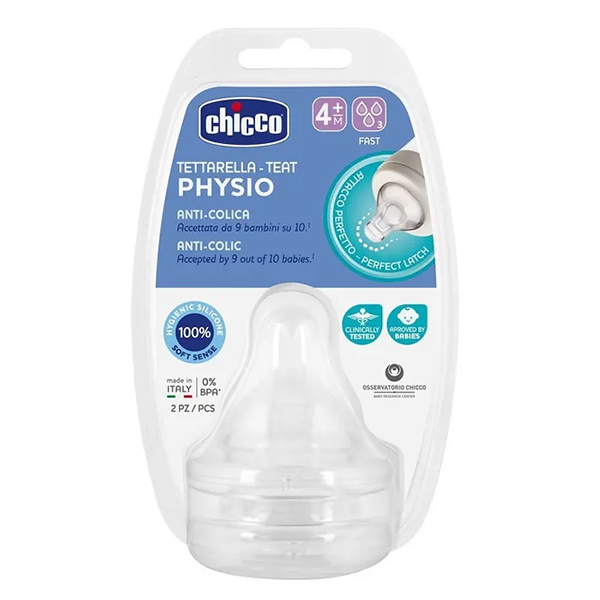 Chicco Tettarella 2 Pezzi Perfect5 Silicone 3 Fori 4M-0