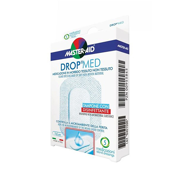 Farbene.shop | Master-Aid Drop Med Medicazione Autoadesiva Formato 7x5cm, 5 pezzi