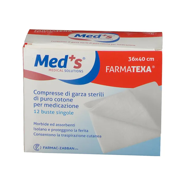 Farbene.shop | Meds Farmatexa Garza Compressa Sterile 12/8 36x40cm 12 Pezzi