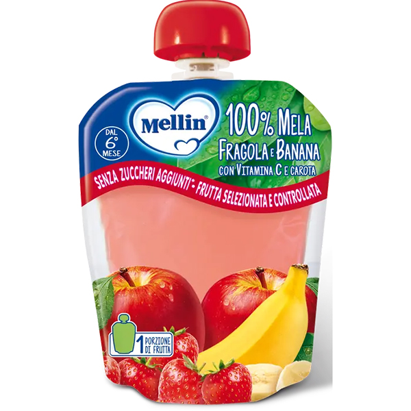 Mellin Pouch Mela Fragola Banana Carota 90g 6Mesi+-0