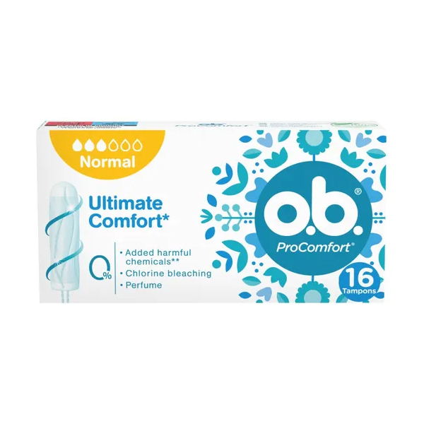 o.b. Assorbenti ProComfort Normal Assorbenti Interni Flusso da Medio a Intenso Tamponi Inserimento e Rimozione Facile 16pz-0