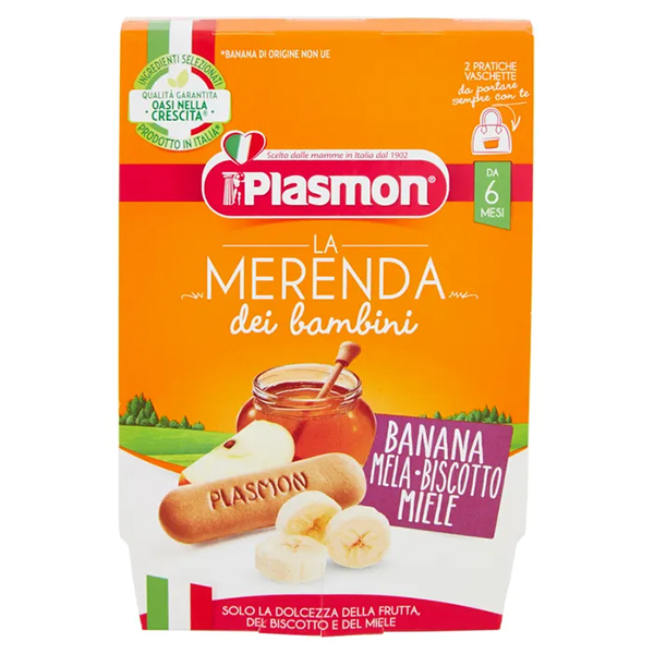 Farbene.shop | Plasmon Banana Mela Biscotto Miele 2x120g