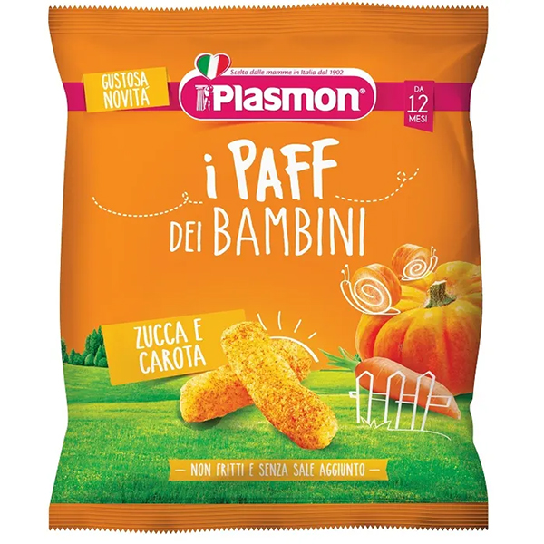 Farbene.shop | Plasmon Dry Snack Paff Zucca Carote 12M+ 15g