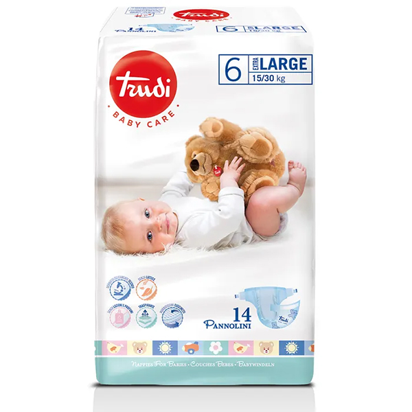 Farbene.shop | Trudi Baby Care Pannolini Bambini Extra Large 15/30kg 14 Pezzi