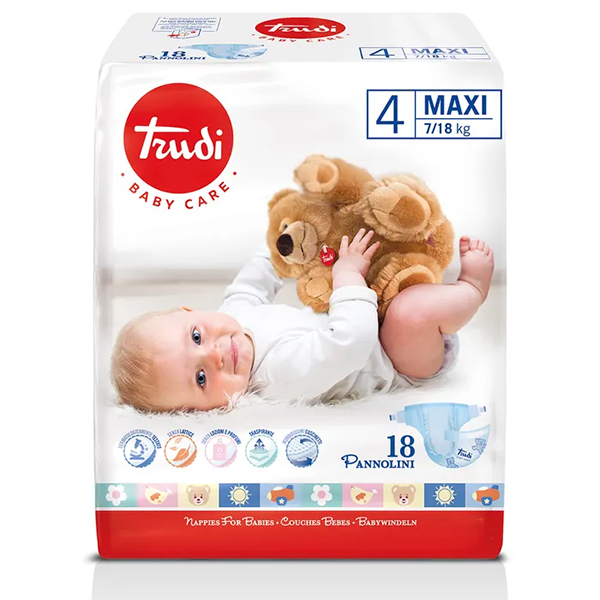 Farbene.shop | Trudi Baby Care Pannolini Bambini Maxi 7/18kg 18 Pezzi