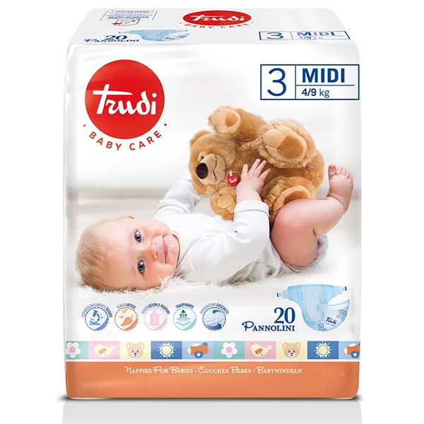 Farbene.shop | Trudi Baby Care Pannolini Bambini Midi 4/9kg 20 Pezzi