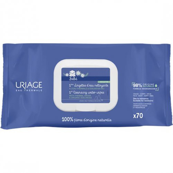 Farbene.shop | Uriage Bebe - Salviette Detergenti All'Acqua 70 Pezzi per la Pulizia Dolce del Tuo Bambino