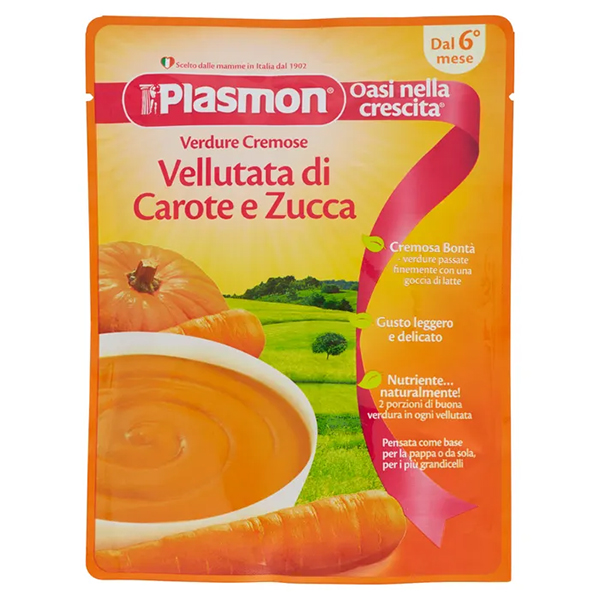 Farbene.shop | Plasmon Pouches Vellutata Di Carote E Zucca 6M+ 180g