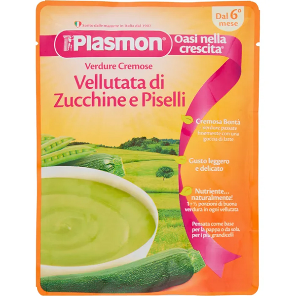 Farbene.shop | Plasmon Pouches Vellutata Di Zucchine E Piselli 6M+ 180g