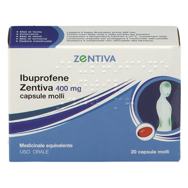 Farbene.shop | Ibuprofene Zentiva 400 mg 20 Capsule Molli