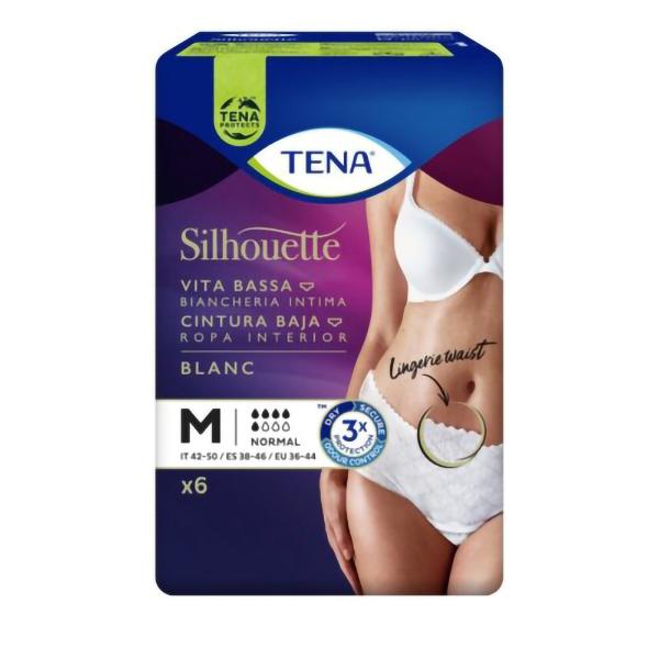 Farbene.shop | Tena Silhouette Blanc Taglia M 6 Pezzi - Mutandine Eleganti e Discrete per Incontinenza Urinaria