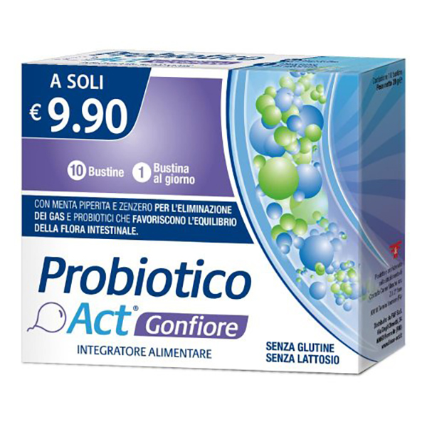 Farbene.shop | ACT Gonfiore Integratore di Probiotici per Intestino 10 Bustine Senza Glutine e Lattosio