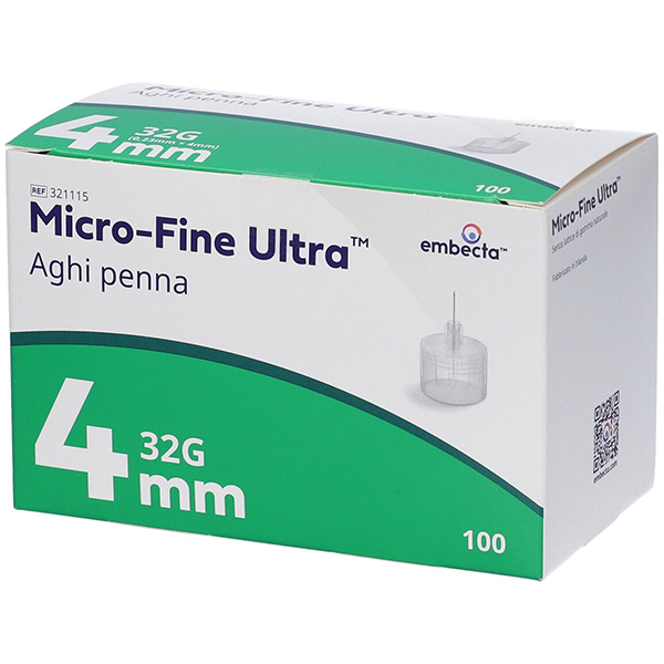 Farbene.shop | Embecta Ago Penna Insulina Micro-Fine Ultra Gauge 32 4mm 100 Pezzi