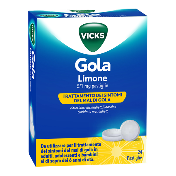 Farbene.shop | Vicks Gola 24 Pastiglie 5+1mg Gusto Limone