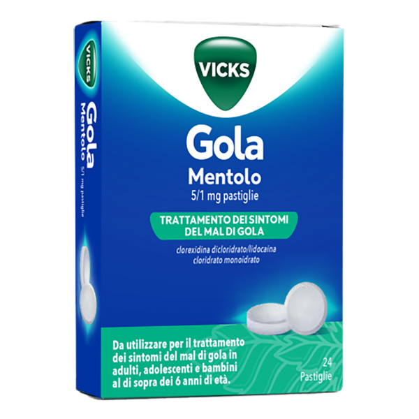 Farbene.shop | Vicks Gola 24 Pastiglie 5+1mg Gusto Mentolo